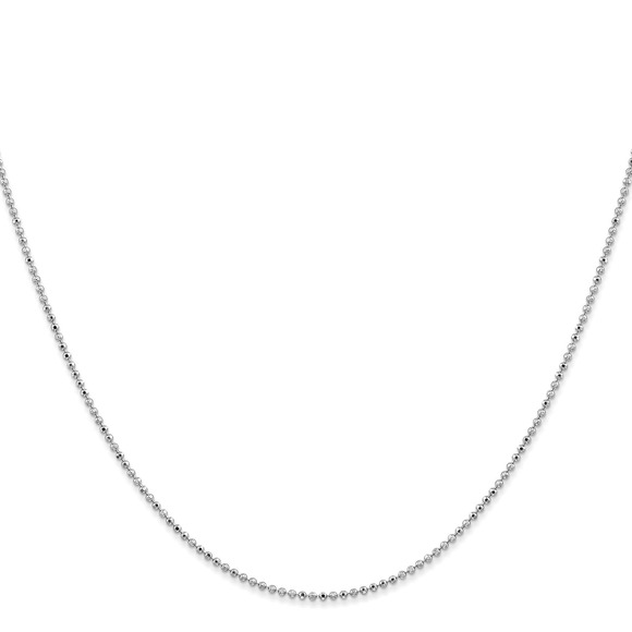 Solid 14K White Gold Women's Diamond Cut Beaded Chain Necklace 1.2mm 18 in - Picture 2 of 5